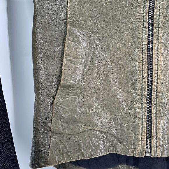 Improvd Knit Sleeve Lambskin Leather Moto Jacket - Picture 4 of 16